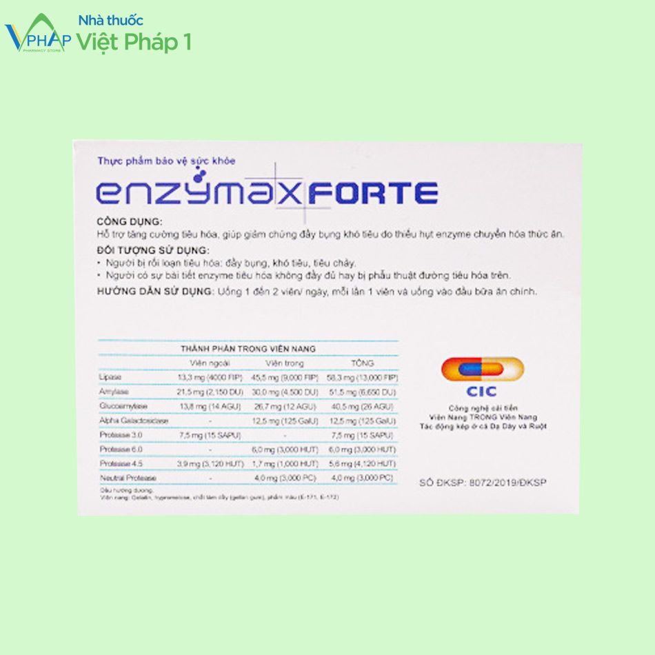 Thông tin của sản phẩm Enzymax Forte