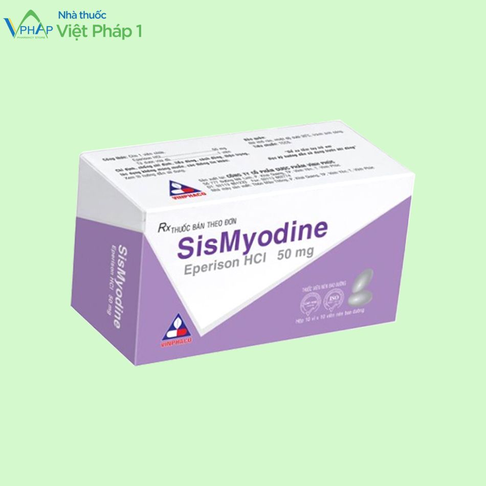 Hộp thuốc sysmyodine 50mg có tác dụng điều trị tăng trương lực cơ
