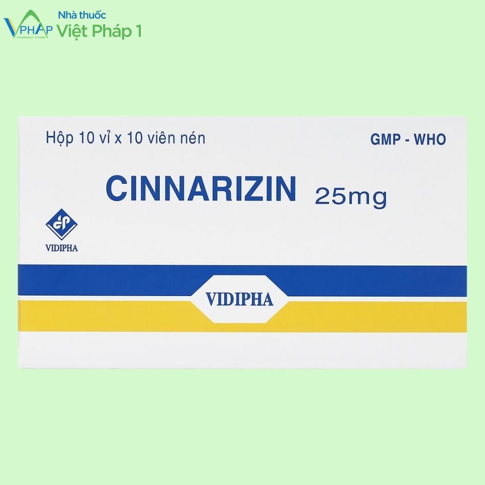 Mặt trước hộp thuốc Cinnarizin 25mg