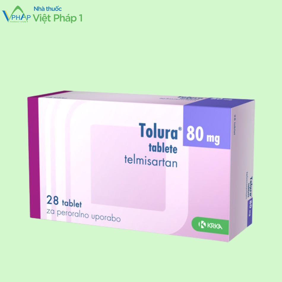 Hình ảnh chụp nghiêng hộp thuốc Tolura 80mg