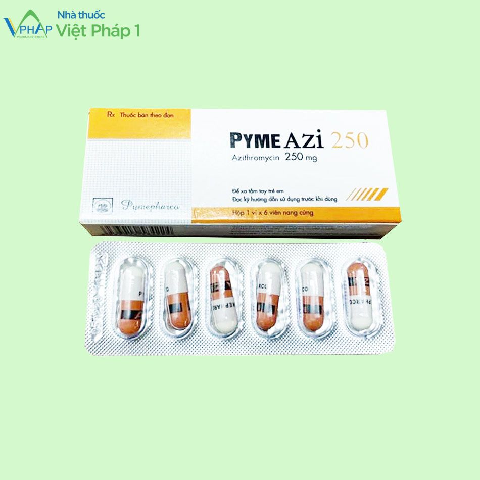 Hình ảnh hộp thuốc và vỉ thuốc PymeAzi 250