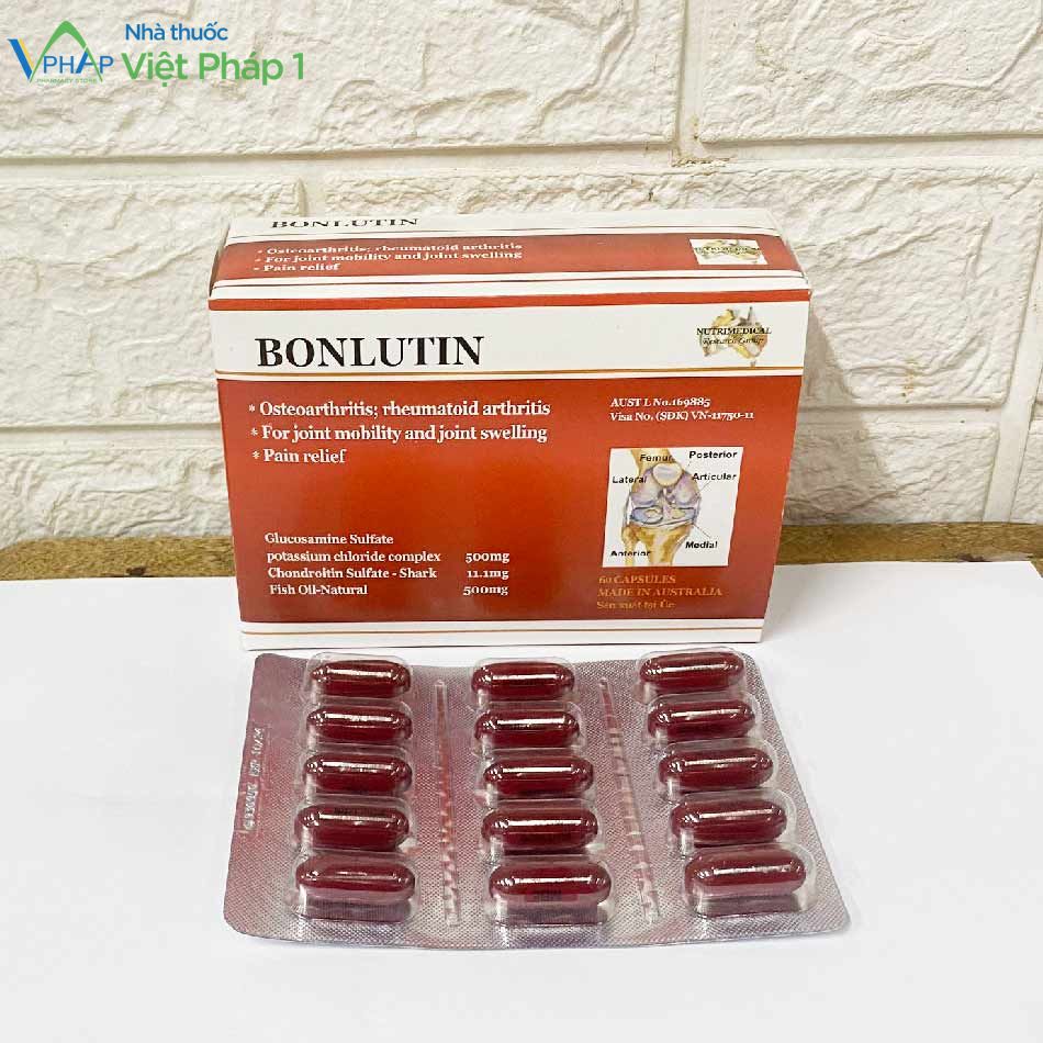 Hình ảnh thuốc và mặt trước vỉ thuốc Bonlutin tại nhà thuốc Việt Pháp 1