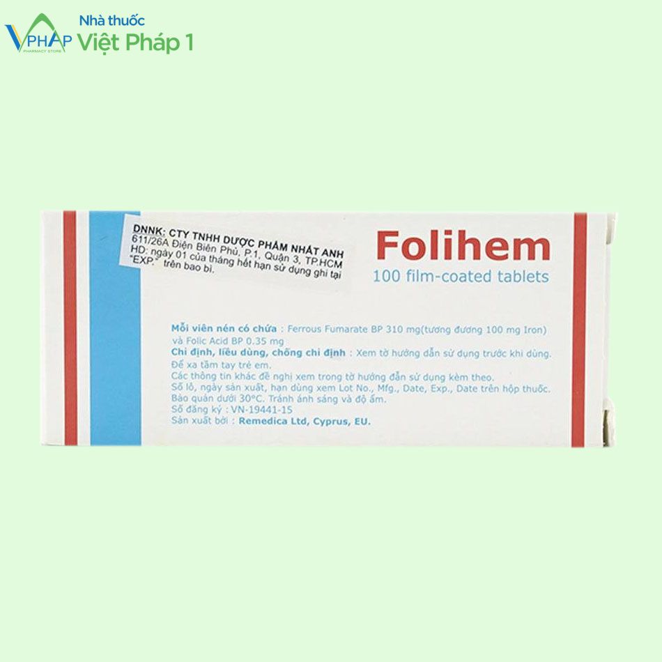 Viên sắt Folihem bổ sung sắt và acid folic