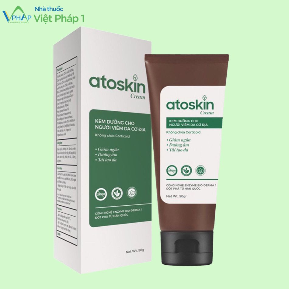 Hình ảnh: Hộp và tuýp 50g kem dưỡng Atoskin Cream