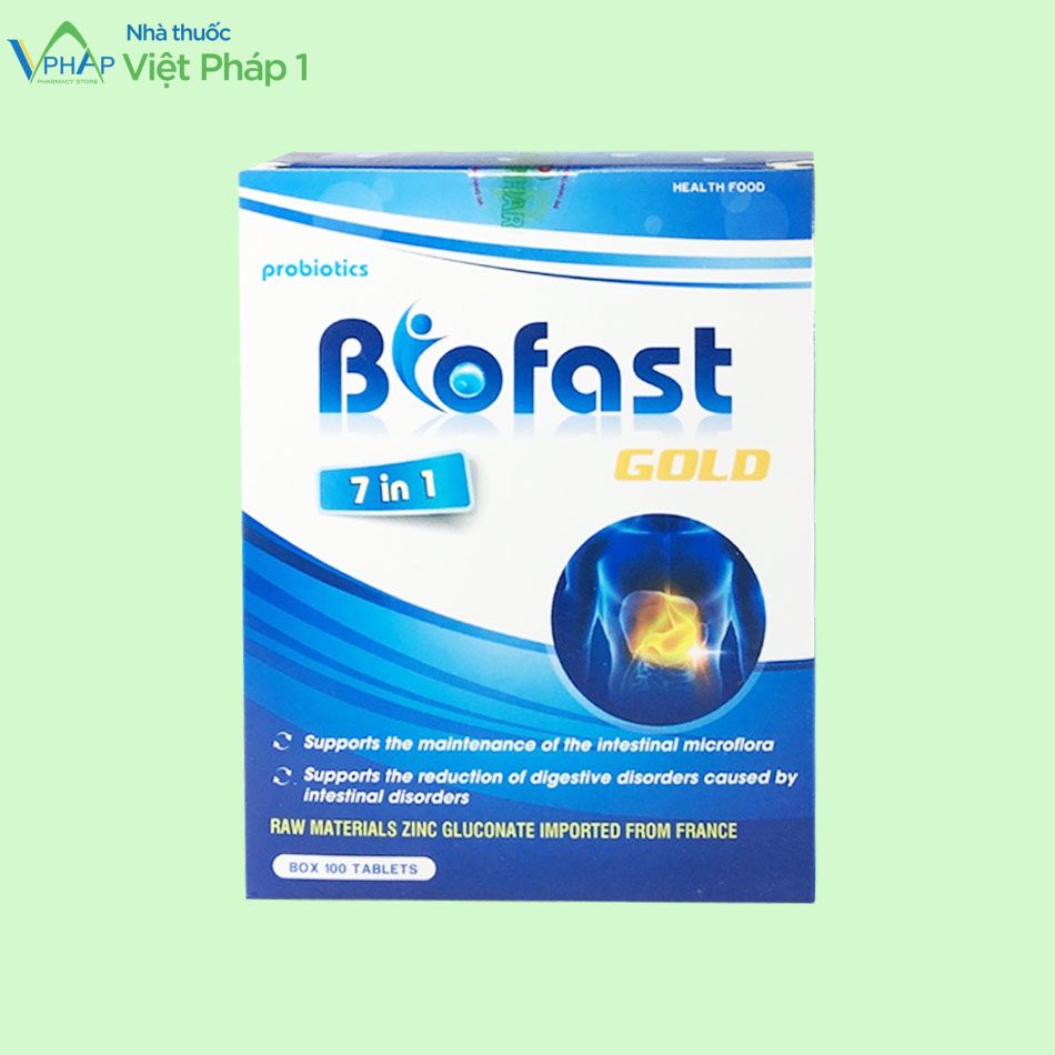 Hộp sản phẩm Biofast Gold được phân phối chính hãng tại Nhà Thuốc Việt Pháp 1