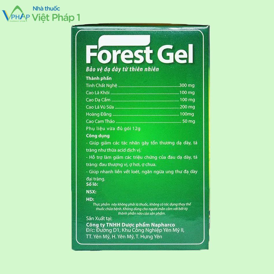Thành phần của sản phẩm Forest Gel