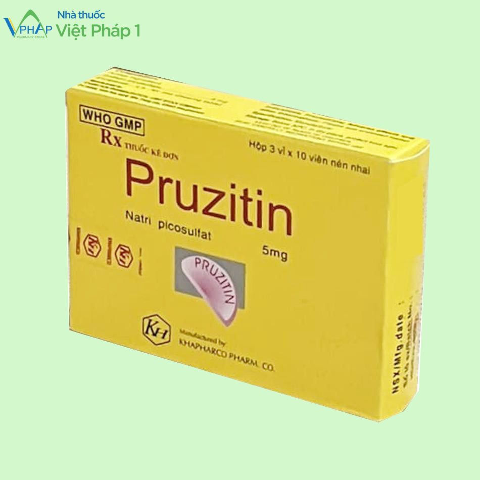 Góc nghiêng của hộp thuốc Pruzitin 5mg