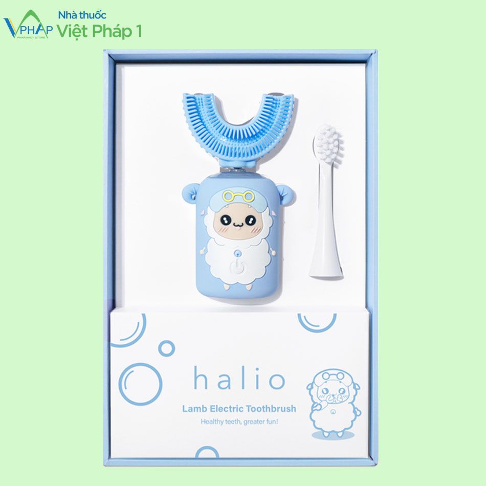 Hình ảnh hộp bàn chải đánh răng điện chữ U cho bé Halio