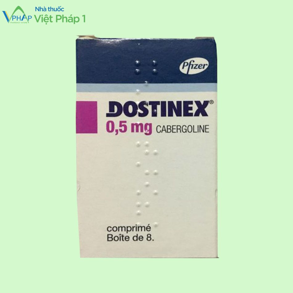 Mặt trước hộp thuốc Dostinex 0.5mg