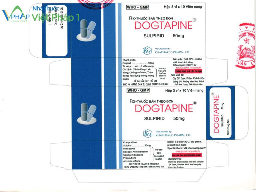 Vỏ hộp thuốc Dogtapine 50mg