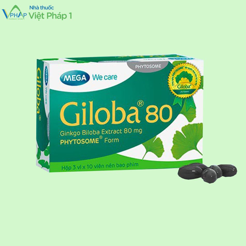 Bao bì bên ngoài của viên uống hỗ trợ sức khỏe Giloba 80
