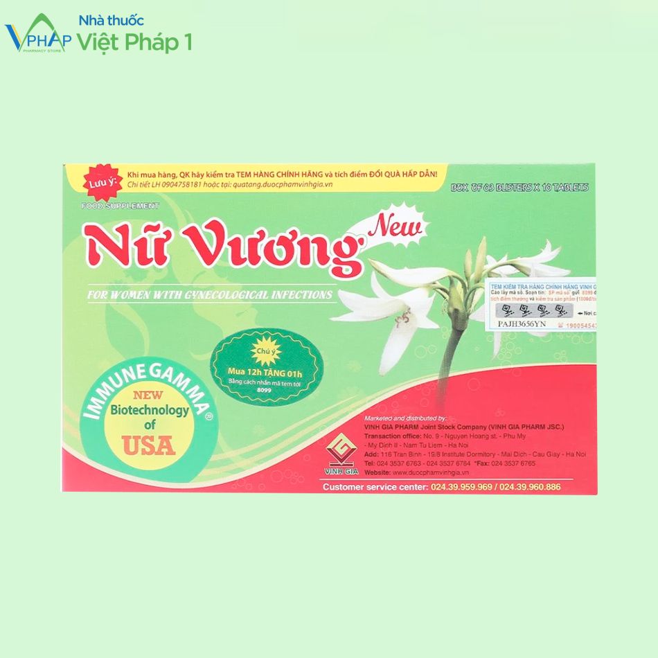 Hộp 3 vỉ Nữ Vương New được phân phối chính hãng tại Nhà thuốc Việt Pháp 1