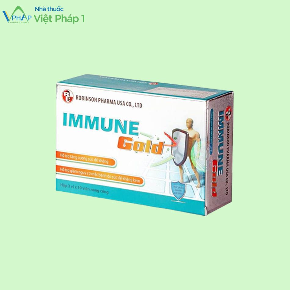 Hình ảnh mặt nghiêng của hộp Immune Gold 