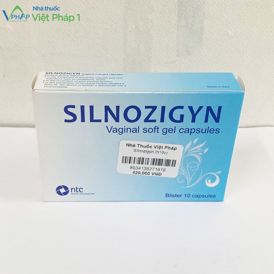 Hộp 10 viên thuốc Silnozigyn được chụp tại Nhà Thuốc Việt Pháp 1