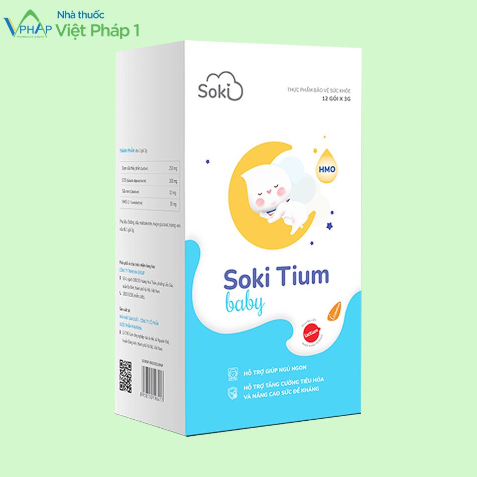 Hộp sản phẩm bột sữa Soki Tium baby