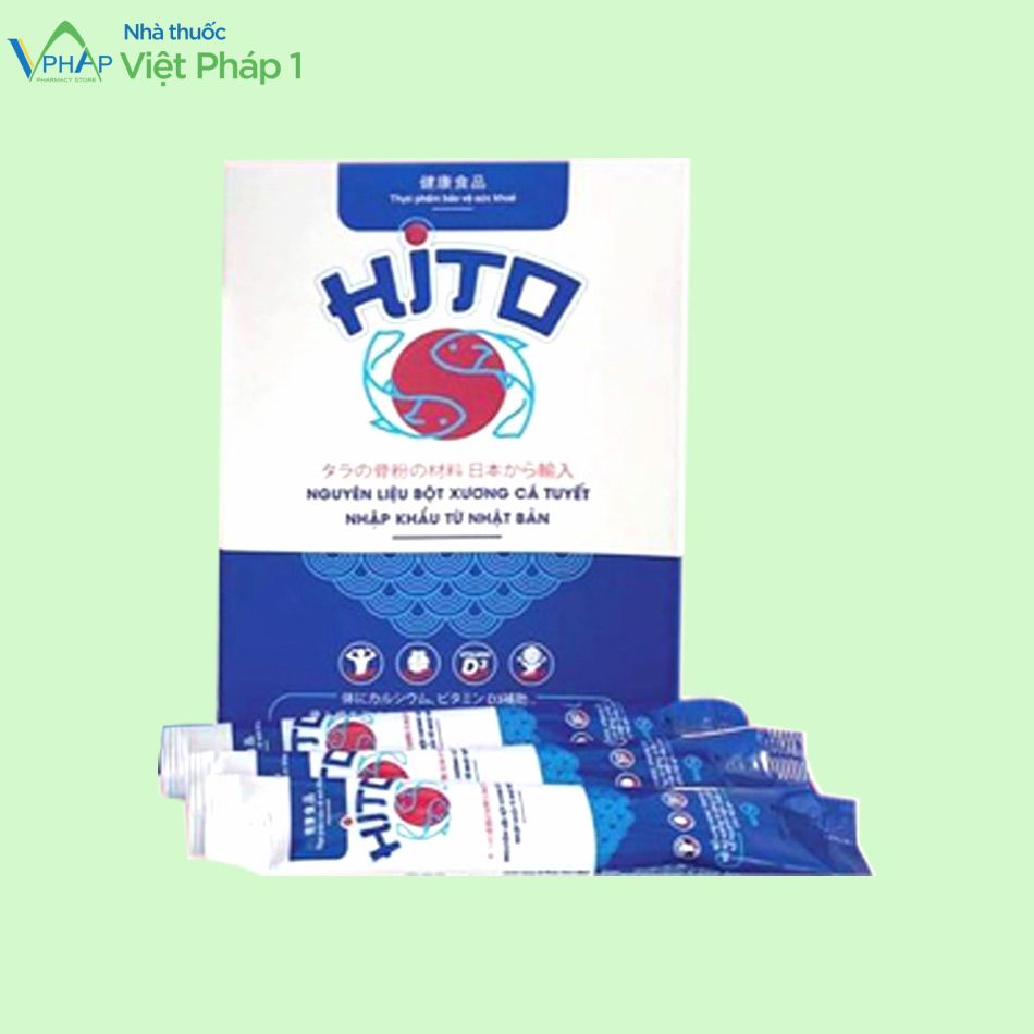 Hộp và tuýp bột sản phẩm Canxi Hito hỗ trợ bổ sung canxi, khoáng chất và các vitamin