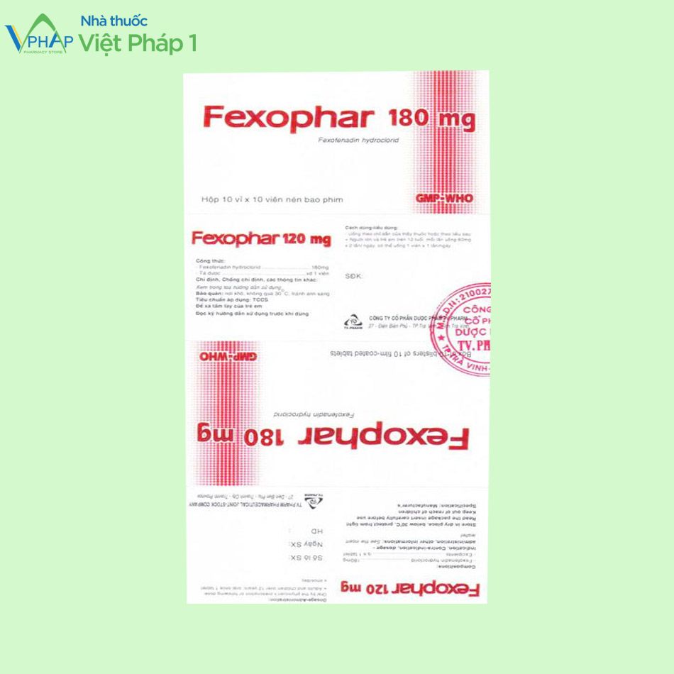 Hình ảnh vỏ hộp thuốc Fexophar 180mg