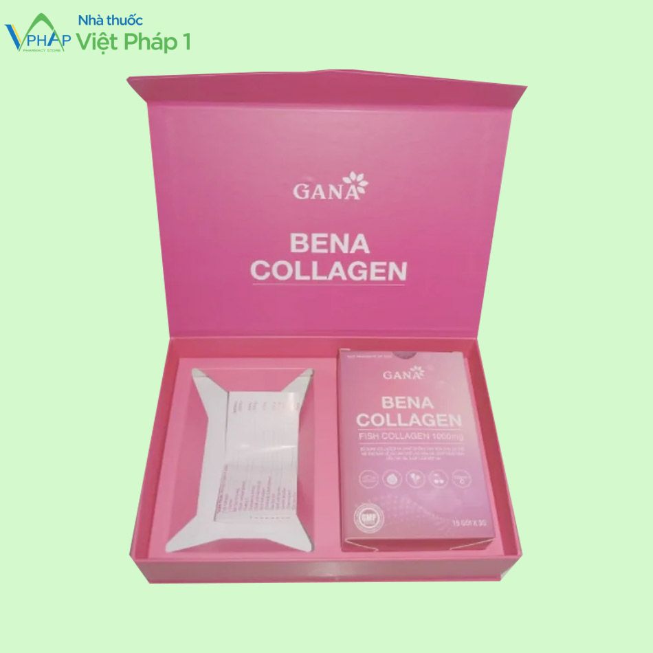 Hình ảnh bên trong hộp sản phẩm Bena Collagen
