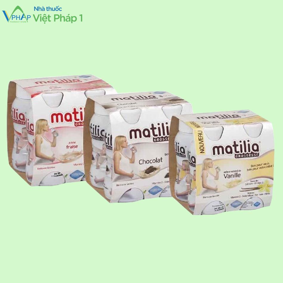Sữa Matilia có nhiều hương vị khác nhau.