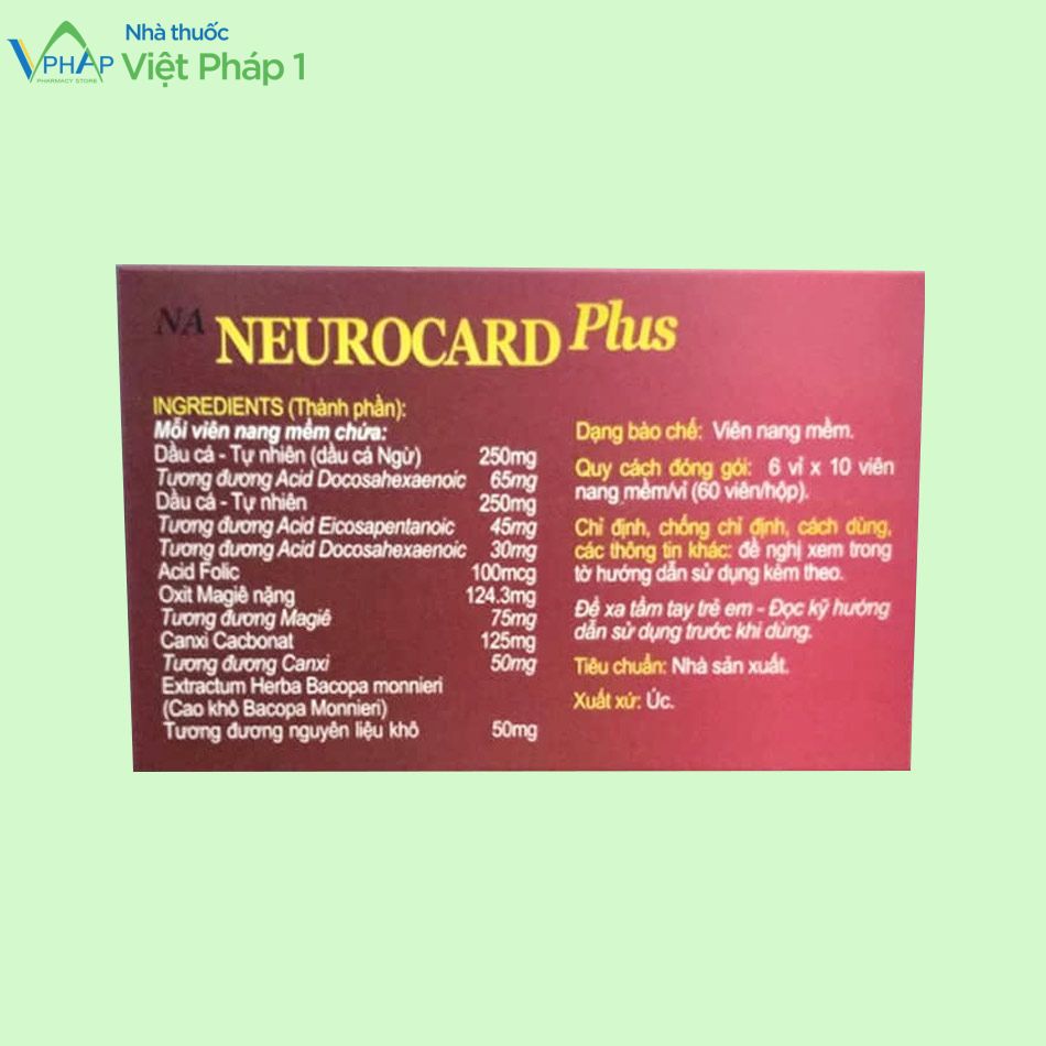 Hình ảnh: Bảng thành phần, Chỉ định, chống chỉ định, quy cách của thuốc Na Neurocard Plus