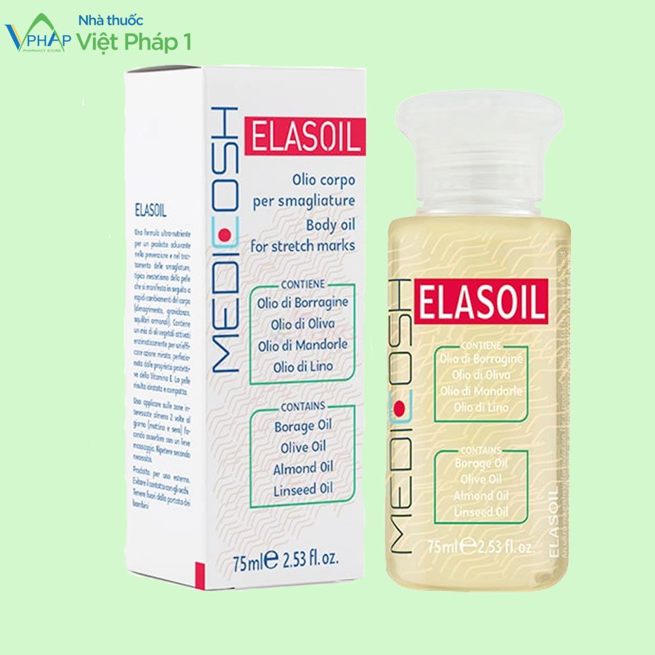 Sản phẩm dầu dưỡng da Medicosh Elasoil được phân phối chính hãng tại Nhà Thuốc Việt Pháp 1