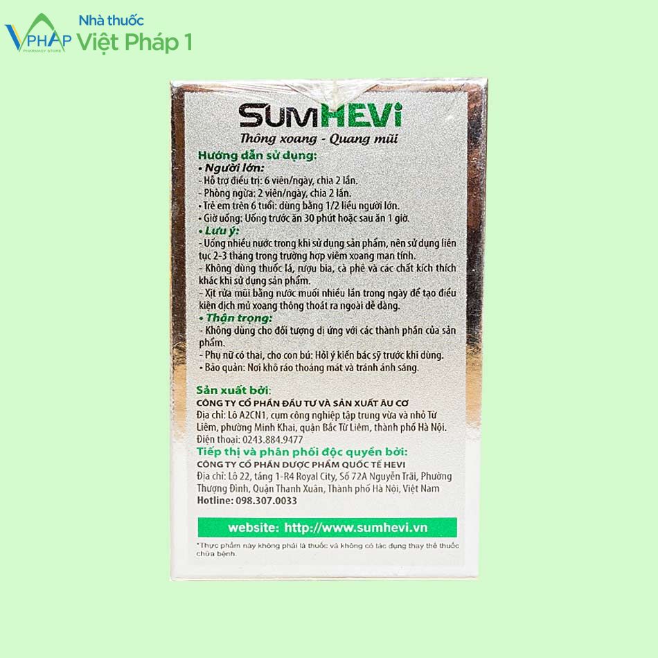 Hình ảnh: Hướng dẫn sử dụng của sản phẩm SumHevi