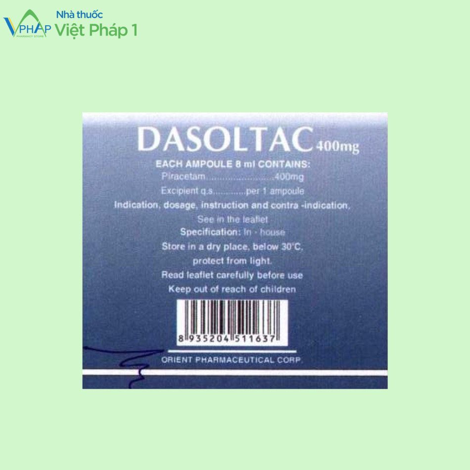 Thông tin của thuốc Dasoltac