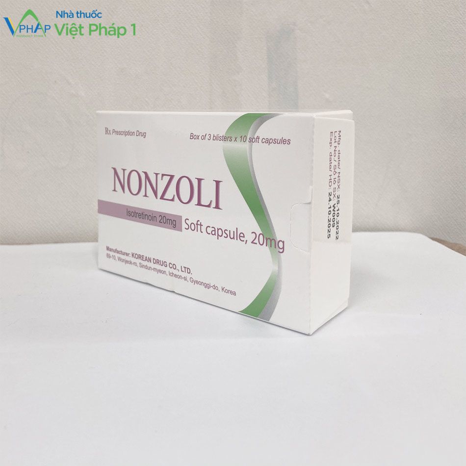 Ảnh thuốc Nonzoli 20mg được chụp nghiêng