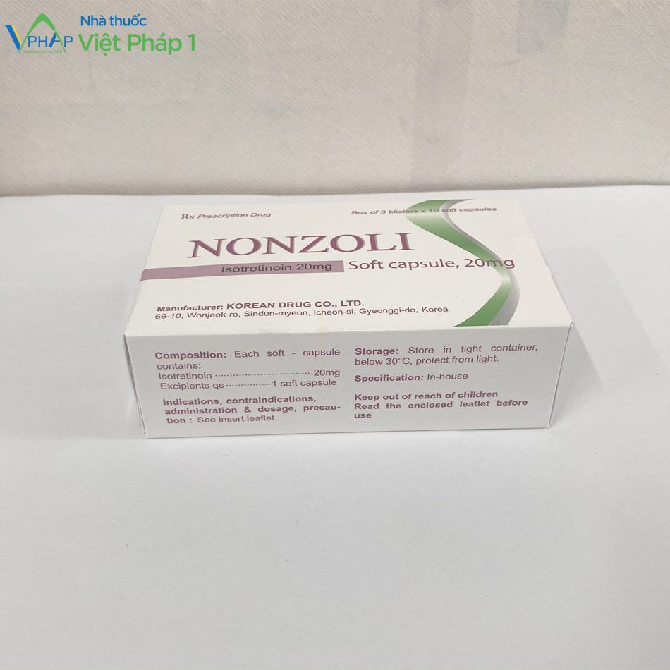 Hình ảnh hộp thuốc Nonzoli Isotretinoin 20mg