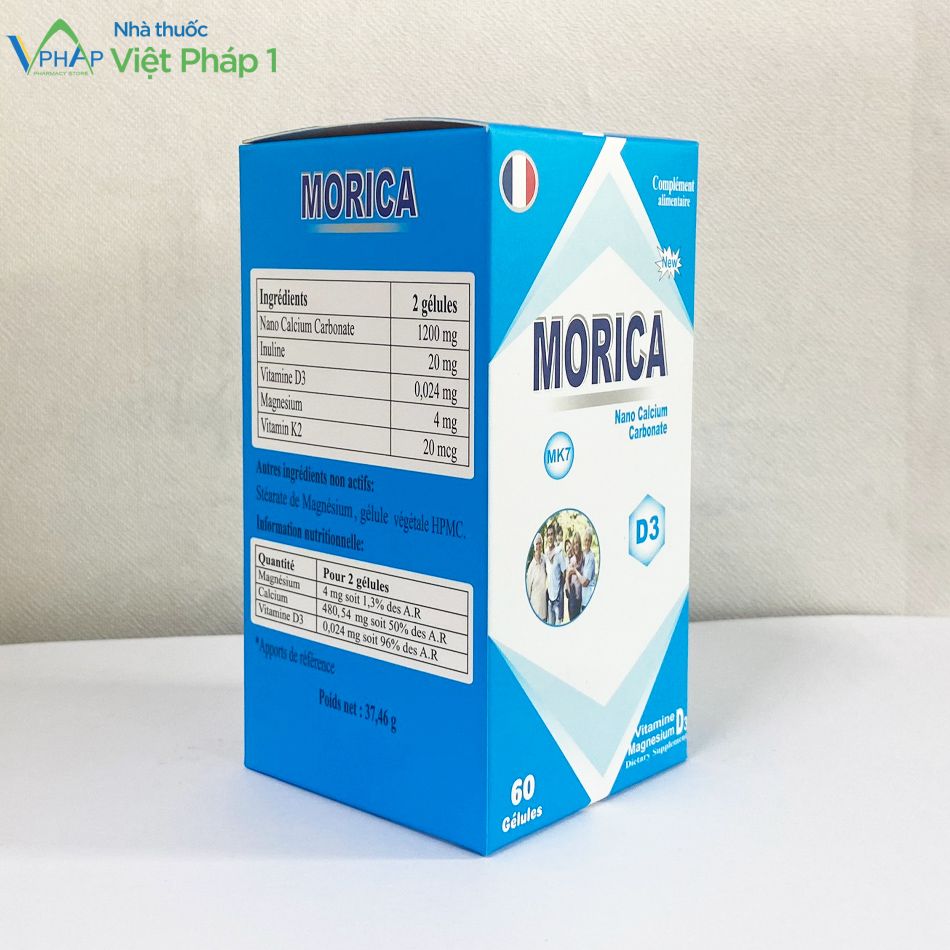 Hình ảnh mặt bên của bao bì sản phẩm Morica