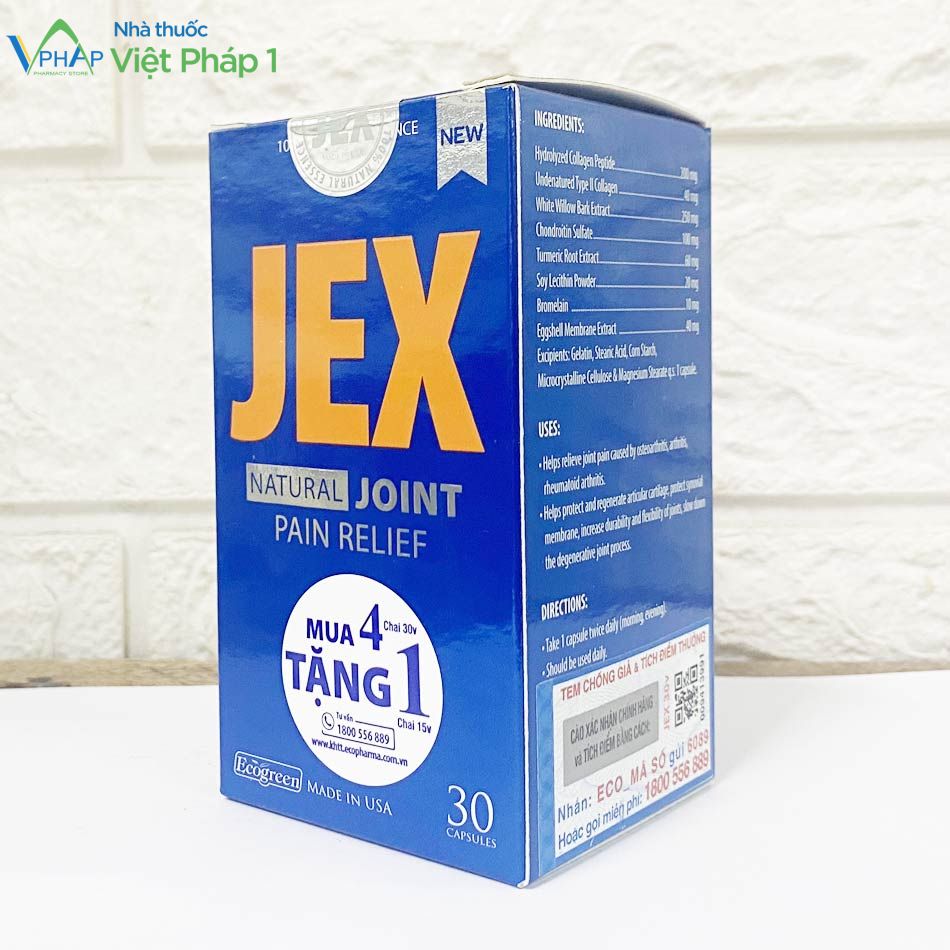 Hình ảnh: Tem chống giả và tích điểm của Jex Natural Joint Pain Relief được chụ tai Nhà Thuốc Việt Pháp 1