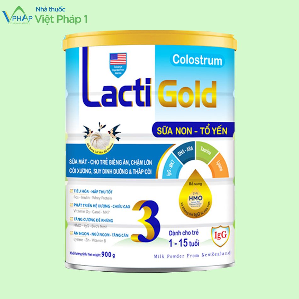 Hình ảnh Lon sữa Lacti Gold số 3 900g dành cho trẻ từ 1 đến 15 tháng tuổi
