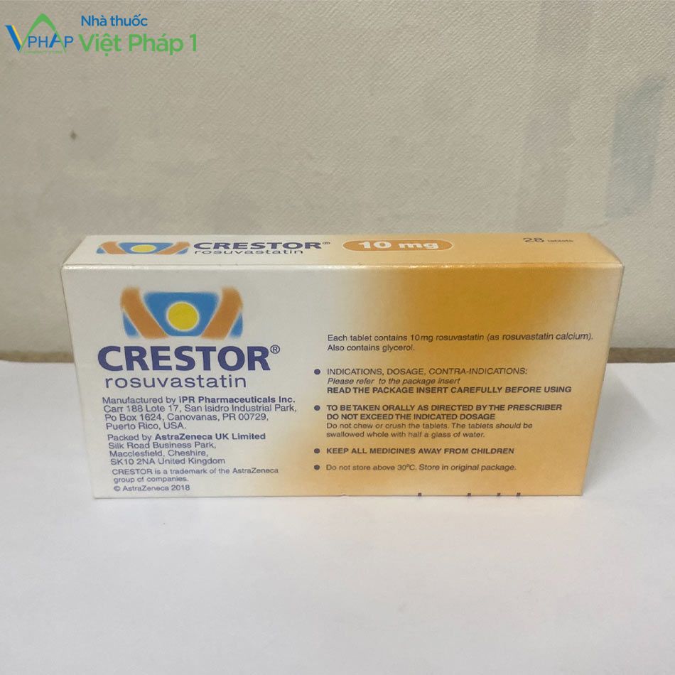 Hình ảnh: Mặt sau của hộp thuốc mỡ máu Crestor 10mg