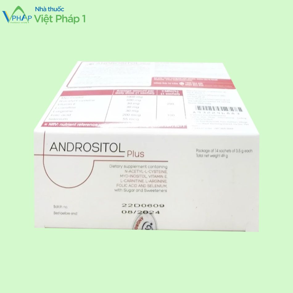 Hình ảnh hộp sản phẩm Andrositol Plus
