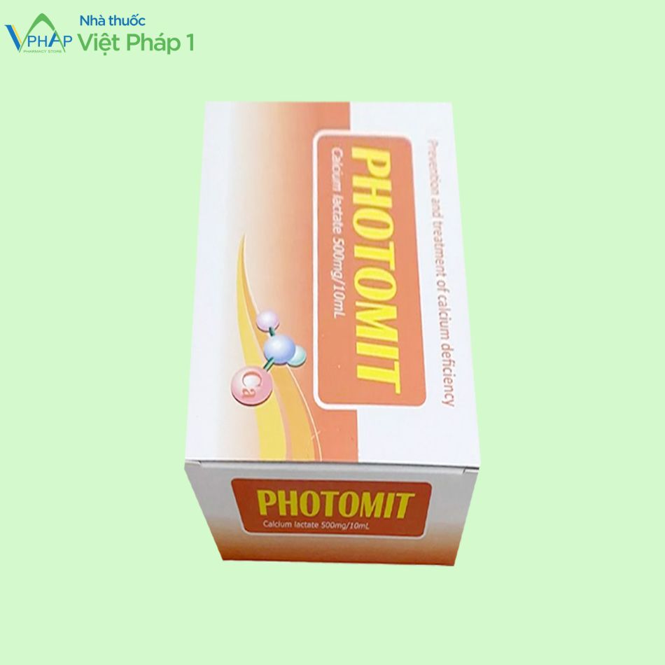 Hộp thuốc Photomit 500mg/10ml điều trị thiếu hụt Calci