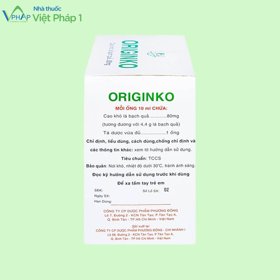 Thuốc Originko 80mg dùng theo đường uống