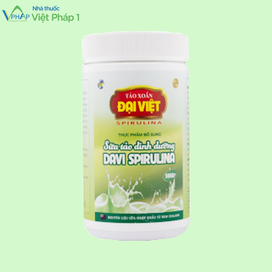 Hình ảnh hộp sữa tảo dinh dưỡng Davi Spirulina 500gr