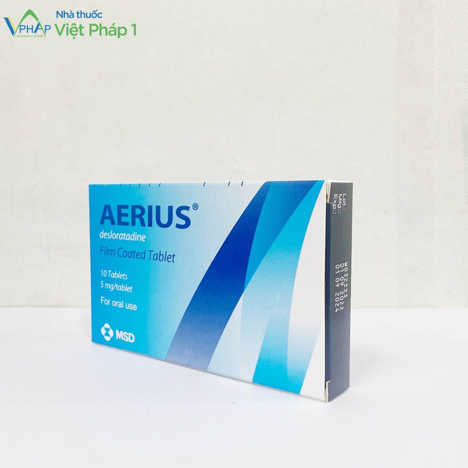 Hình ảnh mặt nghiêng hộp thuốc Aerius