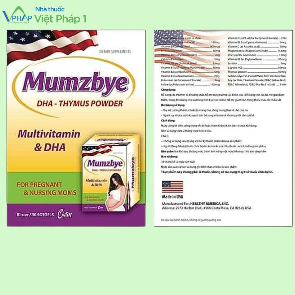 Thông tin về sản phẩm cung cấp vitamin, khoáng chất Mumzbye