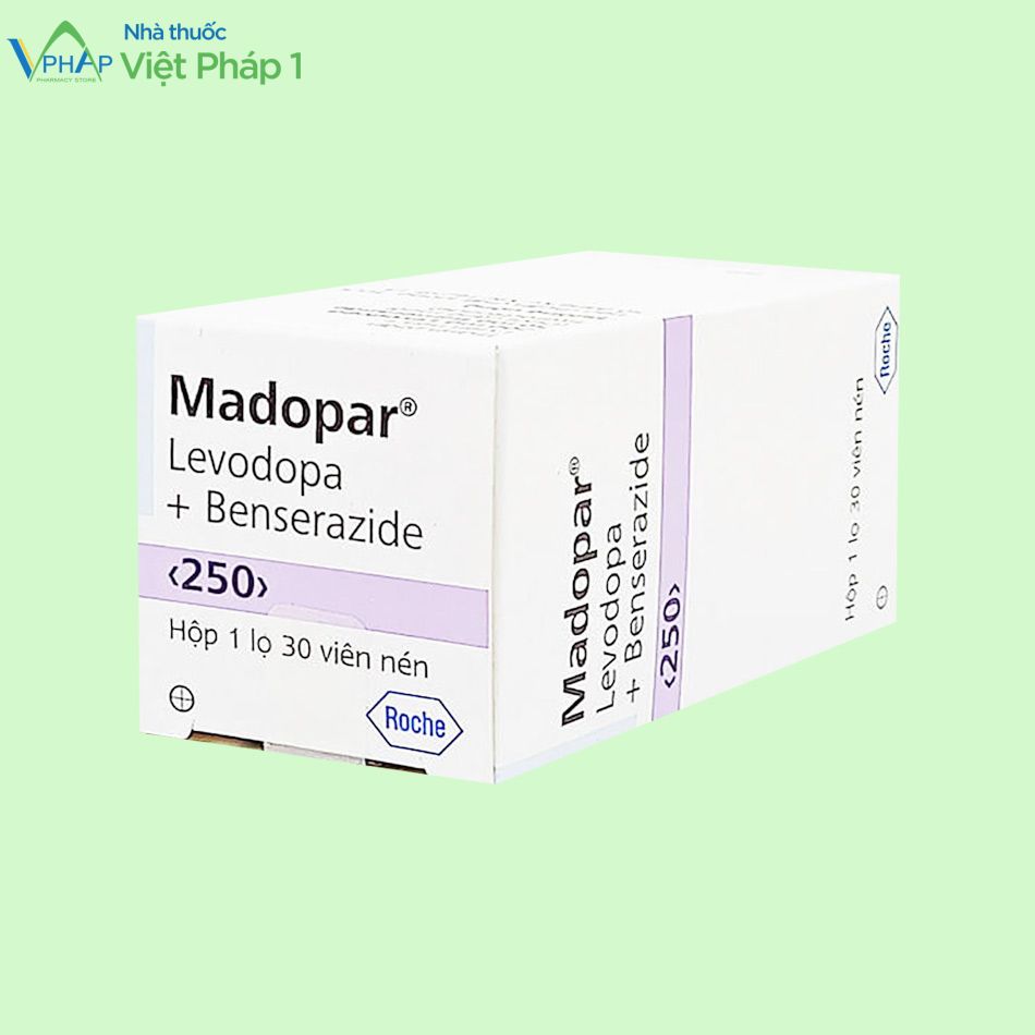 Hình ảnh mặt trên hộp thuốc Madopar 250
