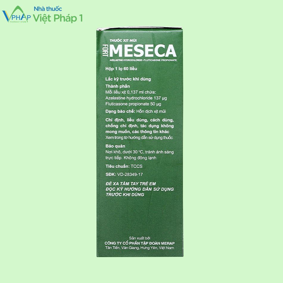 Thông tin của thuốc Meseca Fort