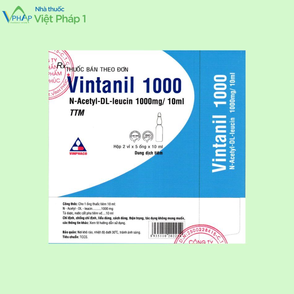 Thành phần chính của Vintanil 1000 là N-Acetyl-DL-Leucin