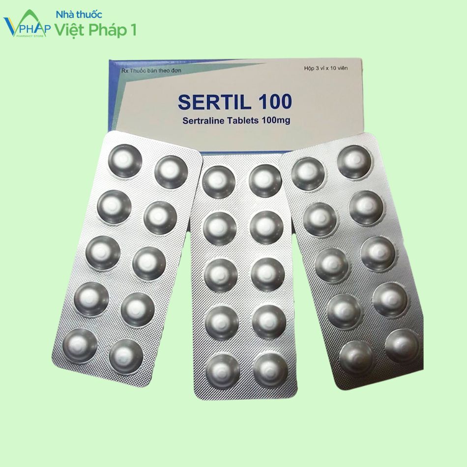 Hộp và vỉ thuốc Sertil 100