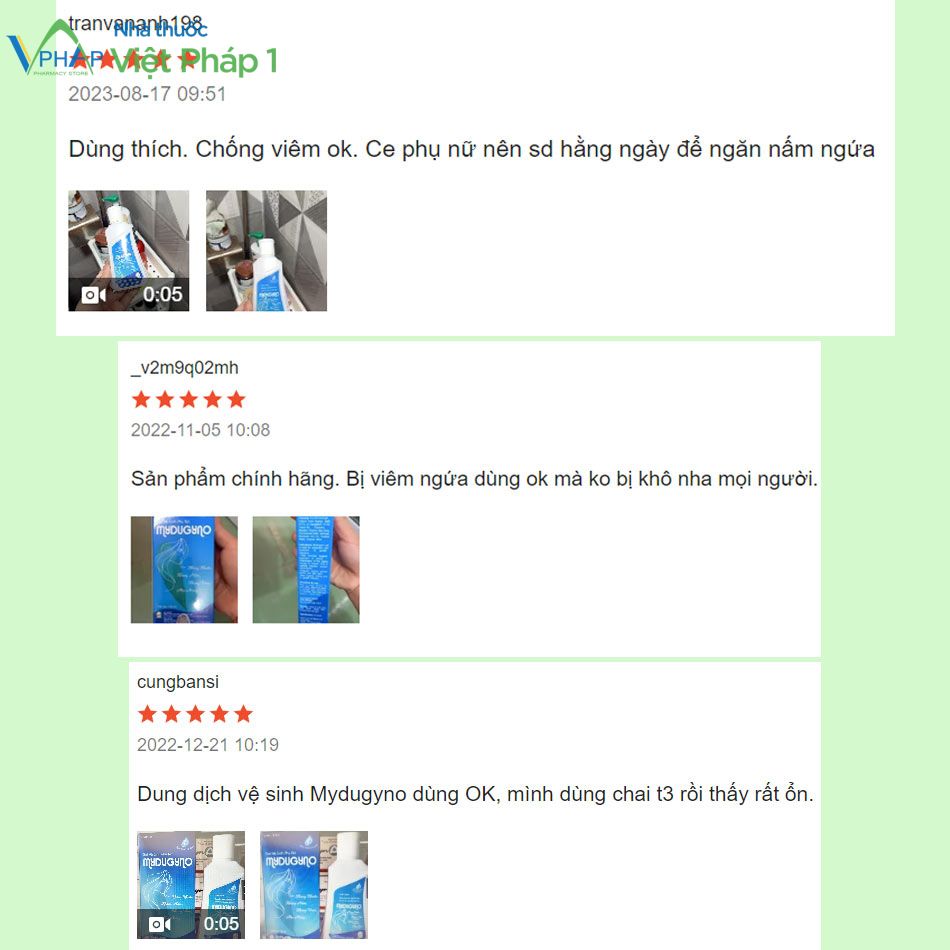 Dung dịch vệ sinh Mydugyno review từ người dùng
