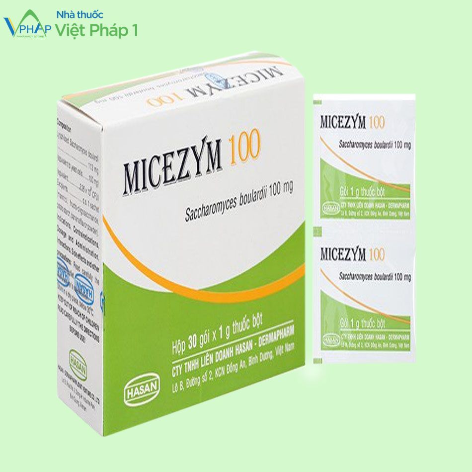 Hộp và gói thuốc Micezym 100