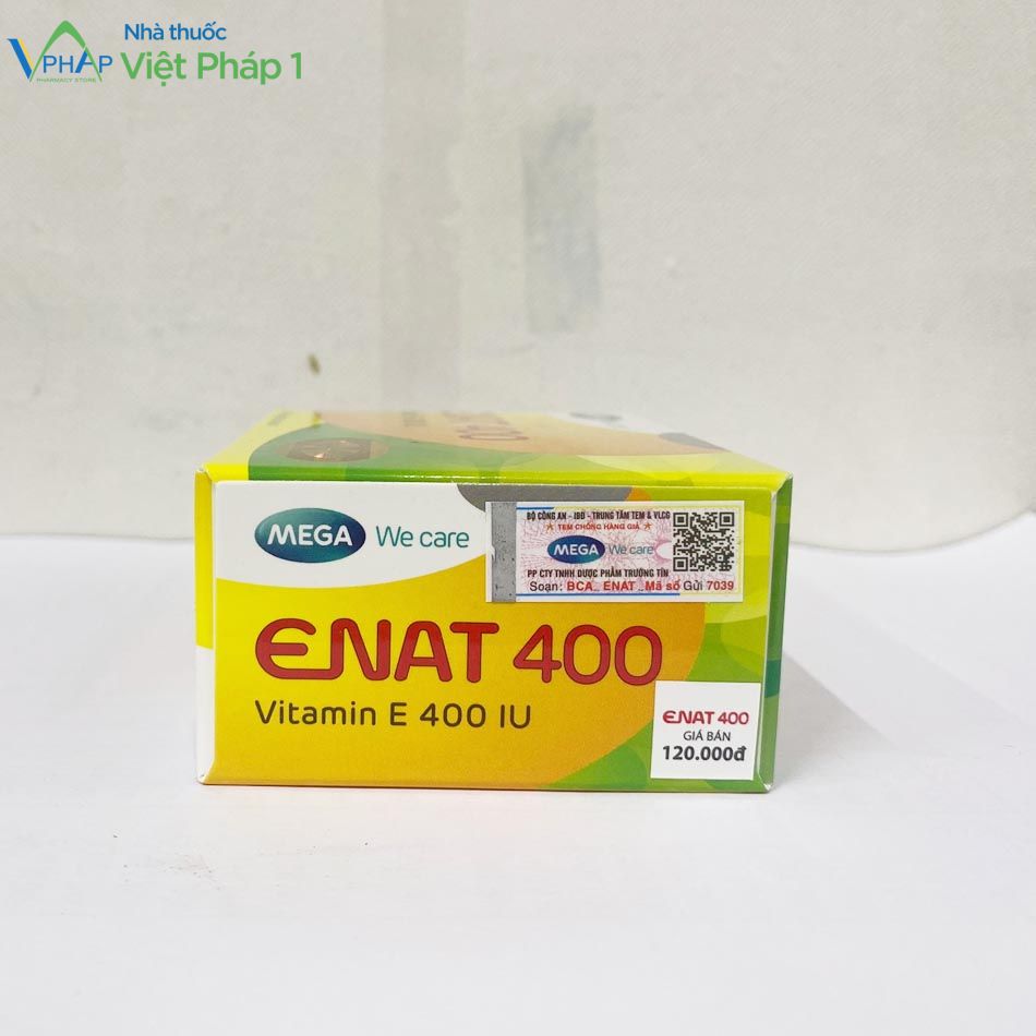Hình ảnh hộp Enat 400 và tem dán chống hàng giả trên hộp sản phẩm