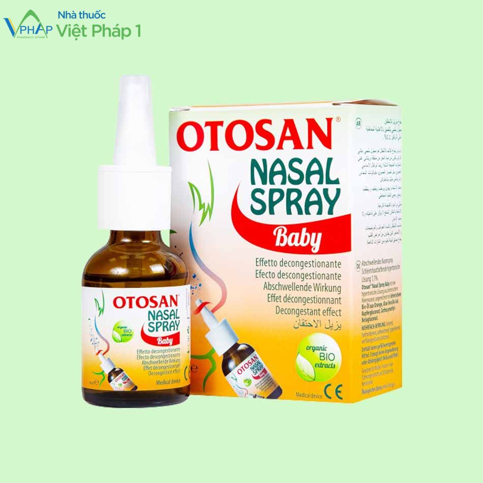 Hình ảnh hộp và chai xịt mũi Otosan Nasal Spray Baby
