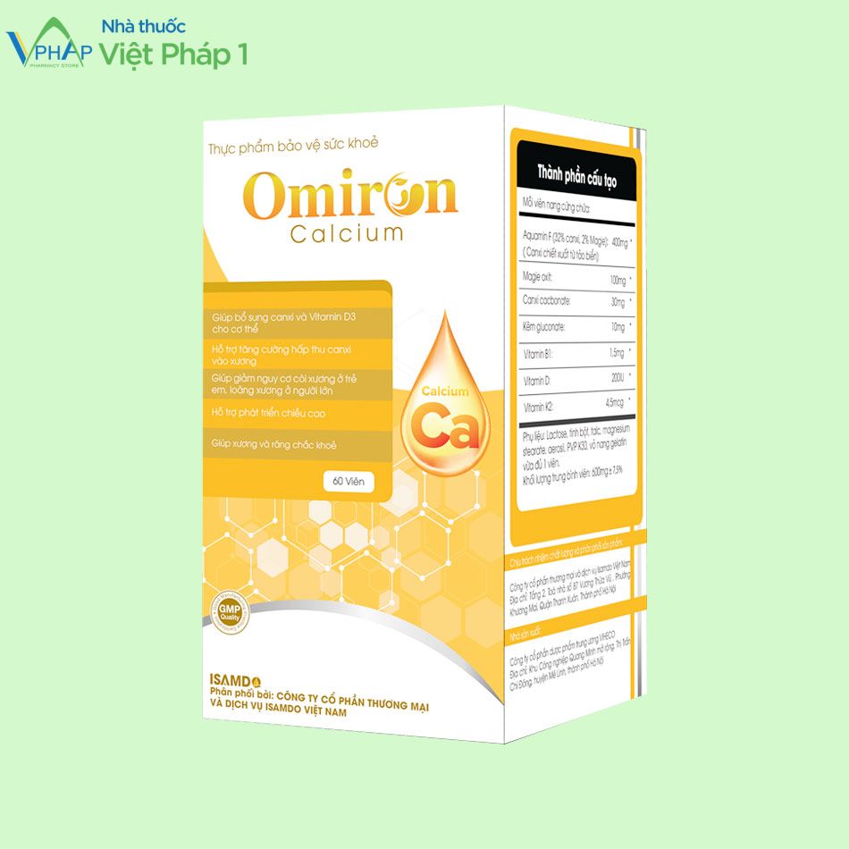 Hộp của sản phẩm Omiron Calcium