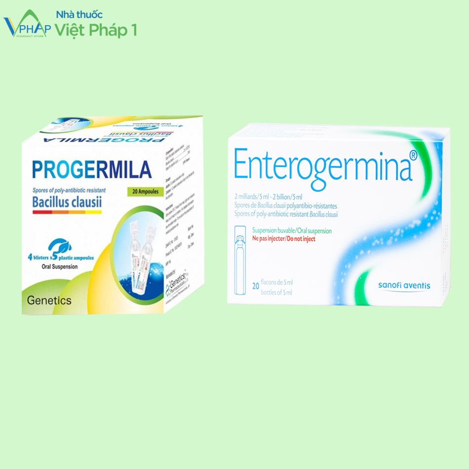Hình ảnh: sản phẩm Progermila và Enterogermina