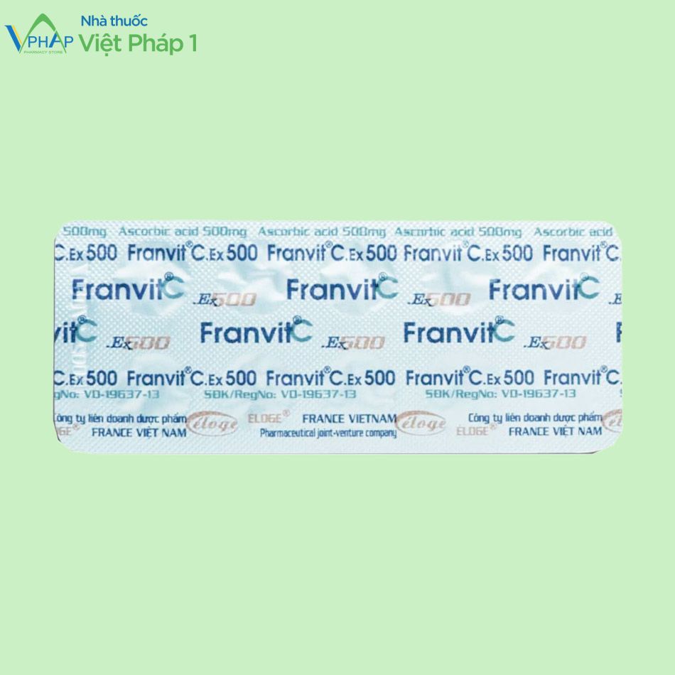 Vỉ 10 viên thuốc Franvit C Ex 500